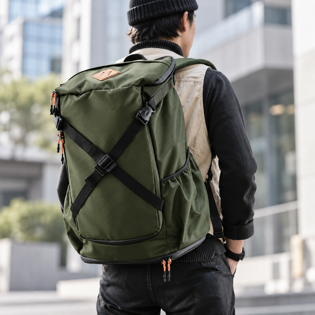 Urban Factor Stocky 30L Water-Resistant Travel Backpack – Army Green