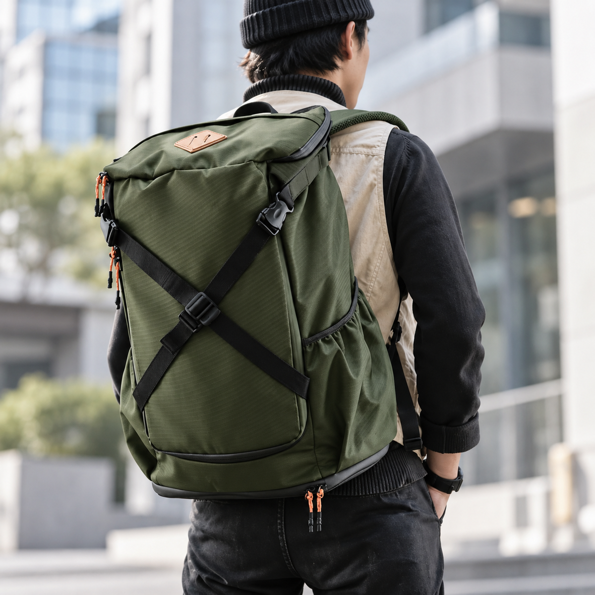 Urban Factor Stocky 30L Water-Resistant Travel Backpack – Army Green