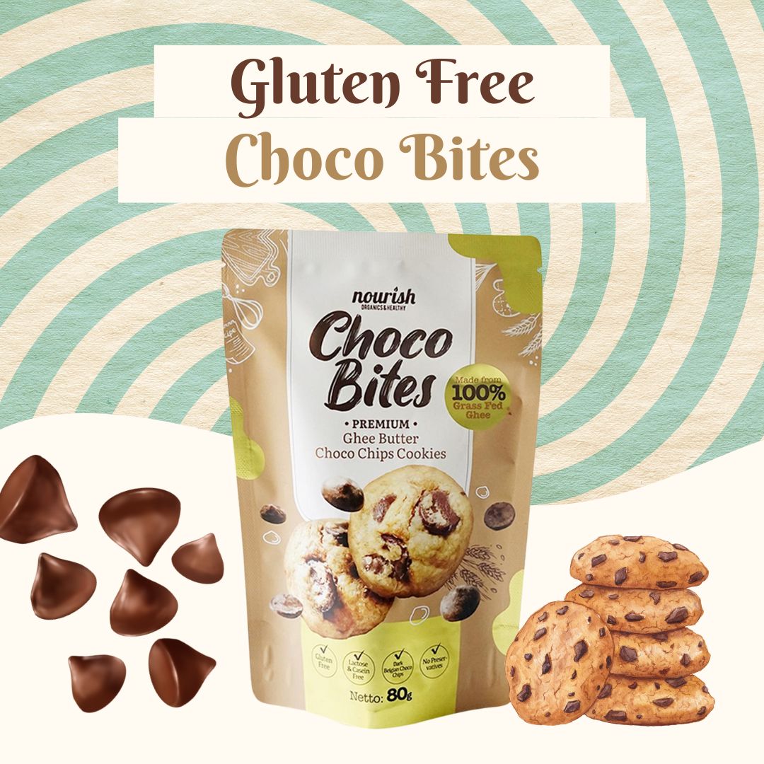 Nourish Choco Bites – Premium Ghee Butter Choco Chips Cookies 80g [Halal]
