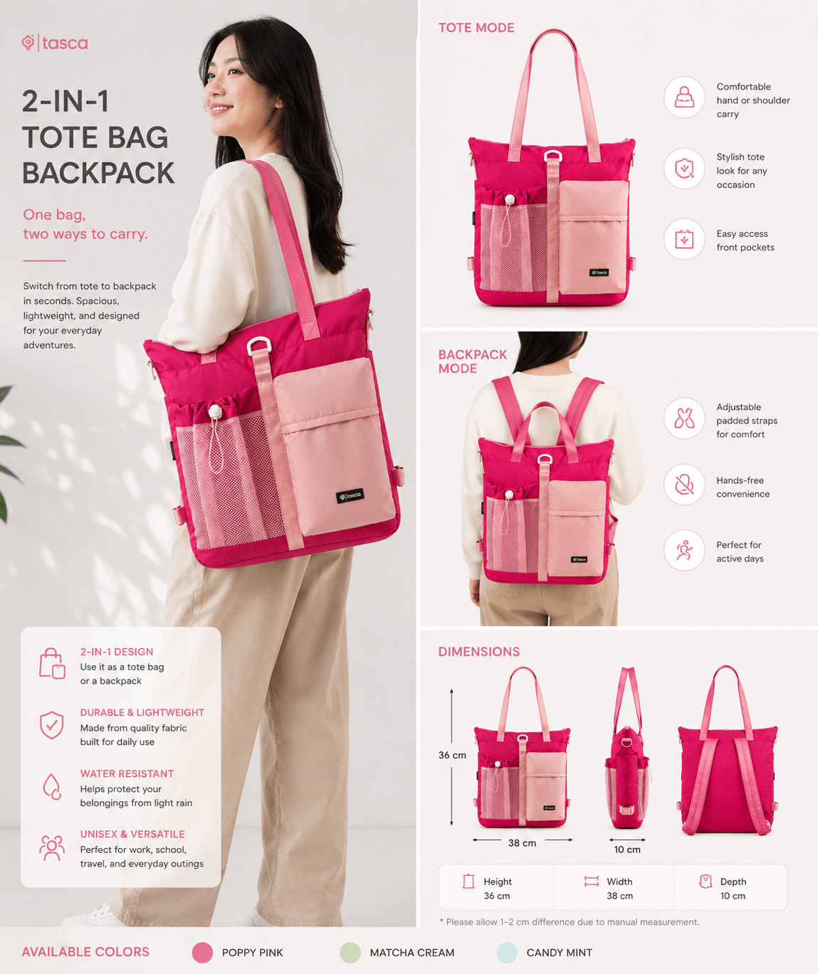 Karo Poppy Pink 2 in 1 Totebag - Bumibox