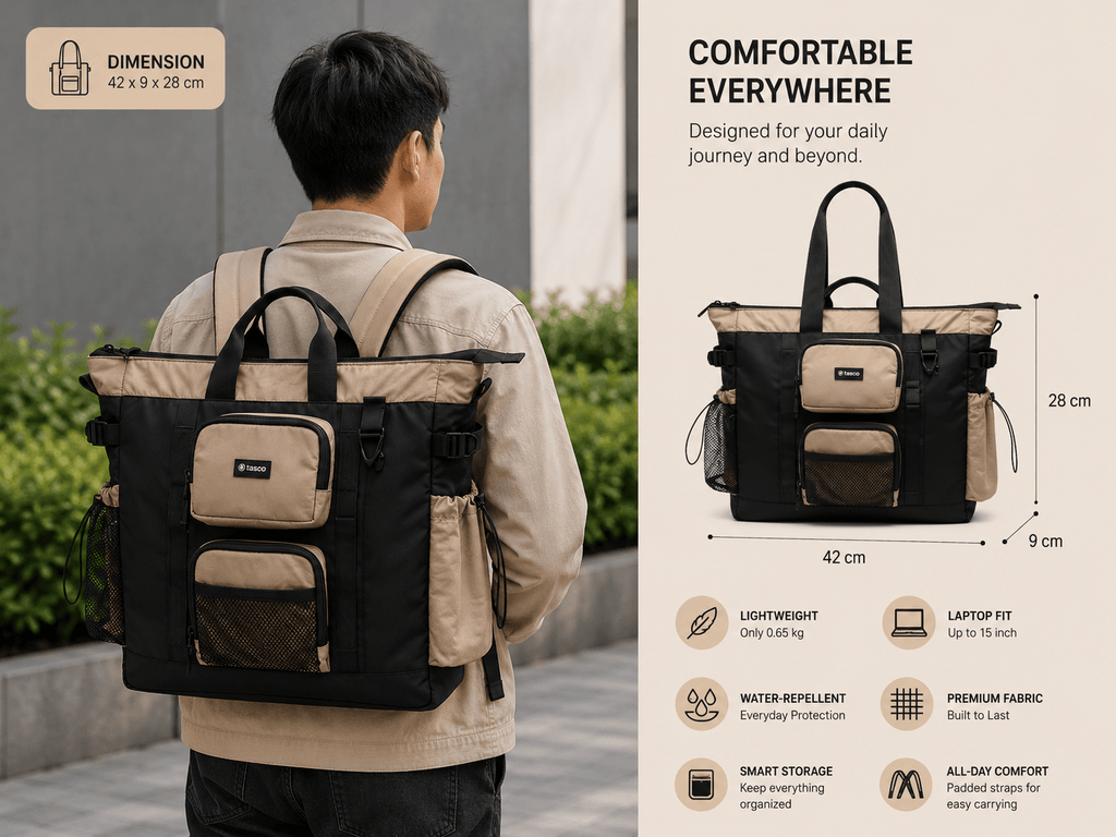 ROTE Pack 3 ways totebag - Beige - Bumibox
