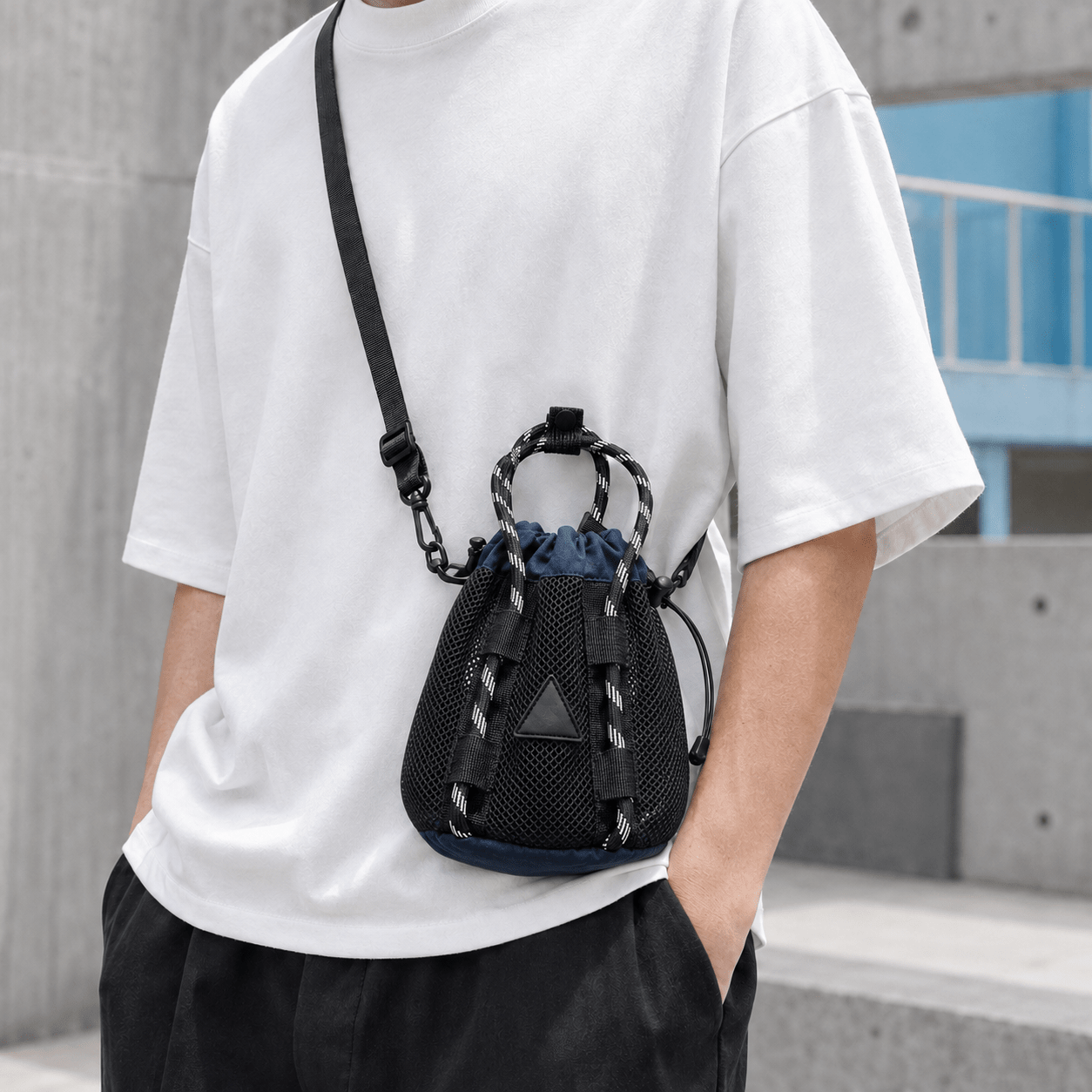Urban Mesh Mini Sling Bag (Navy Blue) - Bumibox