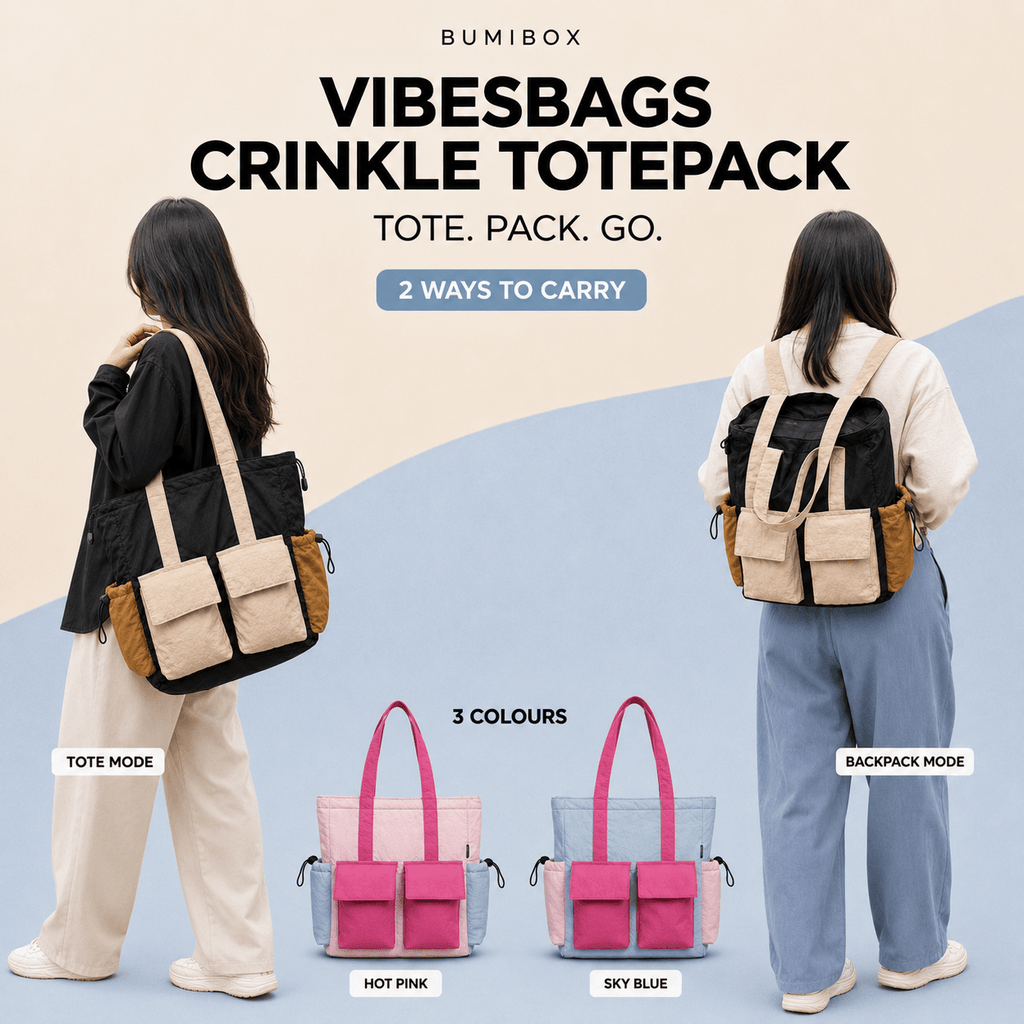 Vilan Crinkle Totepack | 2-in-1 Tote & Backpack - Bumibox